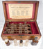 Antique wooden apothecary case containing 20 glass medicine bottles