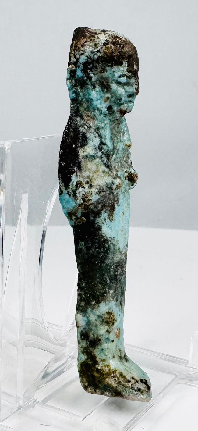 Ancient Egyptian faience ushabti representing an afterlife servant