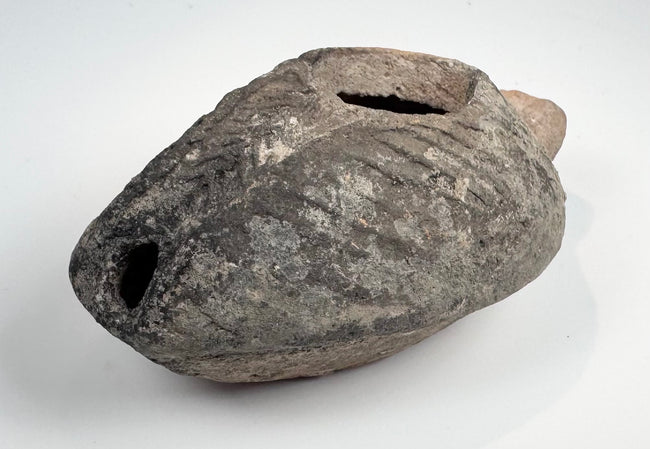 Ancient Palestinian terracotta oil lamp from the Samaritan tradition