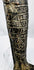 Lower body of an ancient Egyptian stone ushabti showing horizontal hieroglyphic registers and integral base