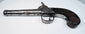 Antique London-marked percussion pistol with curved wooden grip