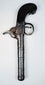 Cannon-barrel percussion pistol with external hammer and trigger guard