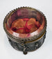 French decorative jewelry casket with dark patina and brass highlights