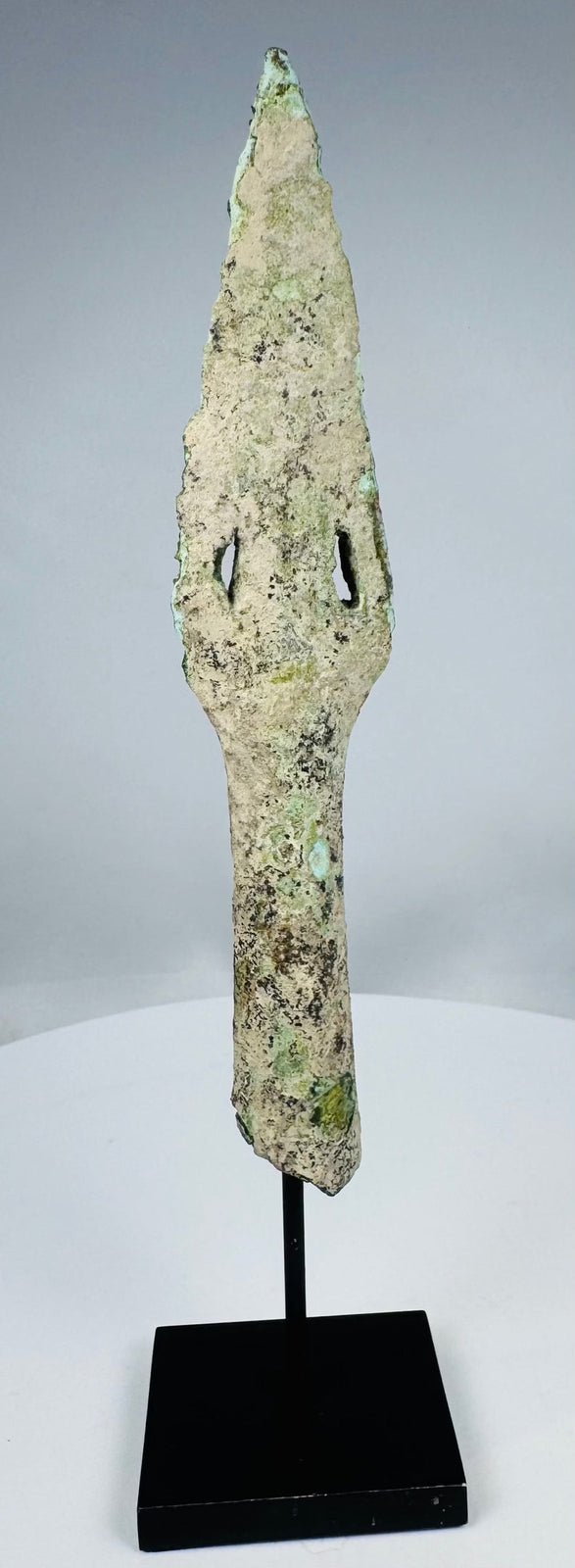 Dong Son bronze spear point with mineral encrustation