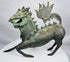 Front view of an antique Chinese horned qilin sculpture