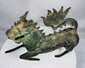 Chinese bronze qilin with a pronounced mane and dorsal spines