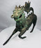 Rear view of the qilin’s tall arched ornamental tail