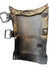 Underside of 15th–16th century continental armour vambrace with original leather straps and rivets, displayed against a white background.