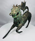 Rear view of the qilin’s tall arched ornamental tail