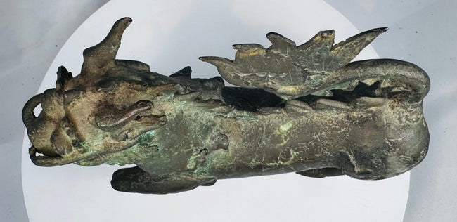 Large Chinese bronze qilin sculpture measuring 10 inches long