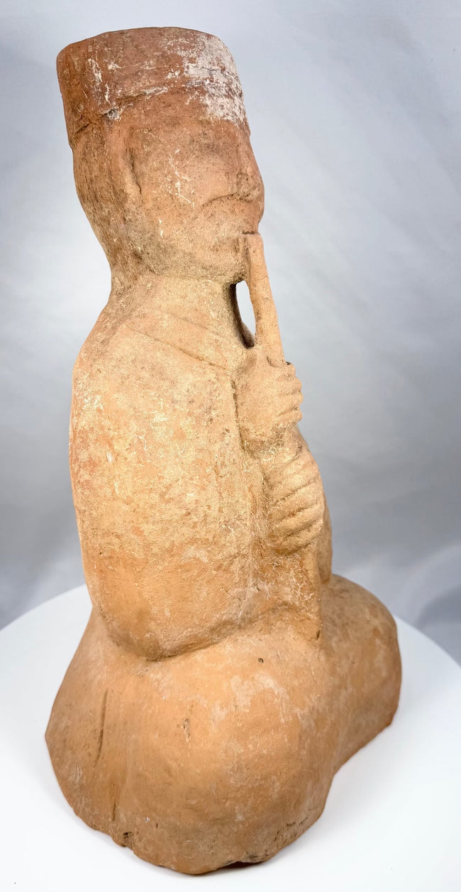 Close-up of an ancient Chinese terracotta musician’s face