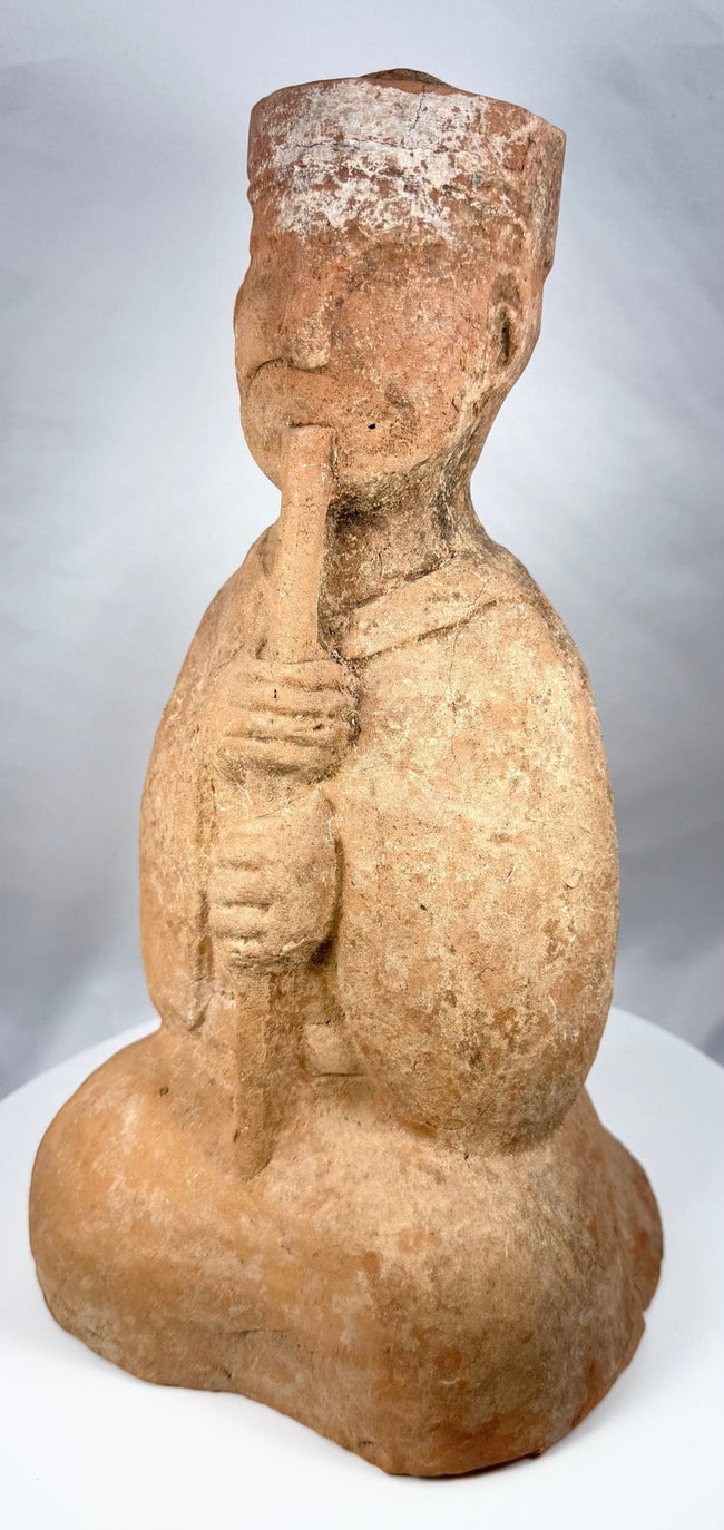 Hollow underside of an ancient Chinese terracotta tomb figure