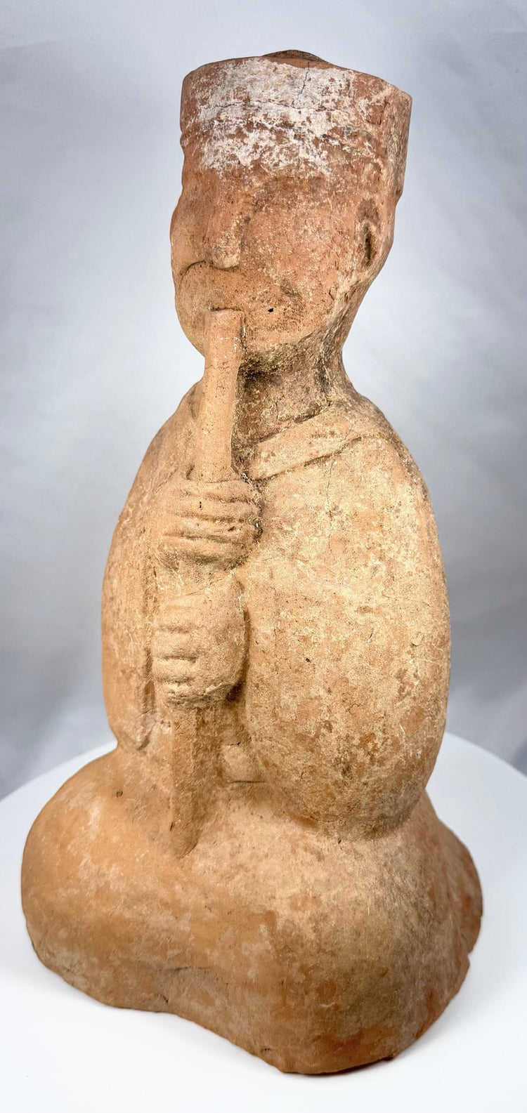 Hollow underside of an ancient Chinese terracotta tomb figure