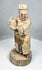 Aged Chinese temple figure with flaking cream and red pigment