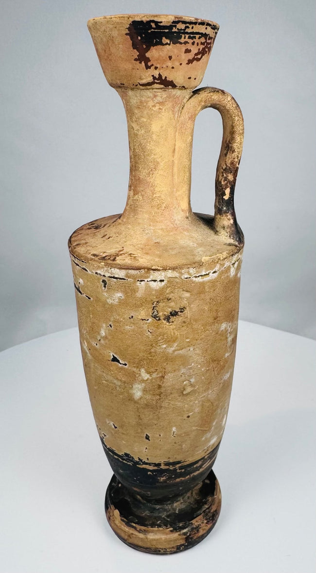 Classical Greek lekythos with surviving black painted decoration