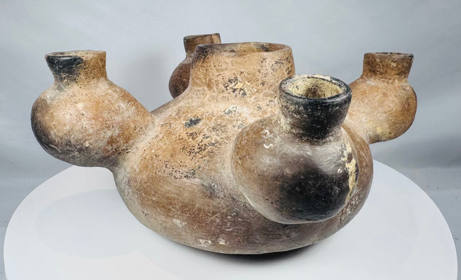 West Mexican funerary pottery with five connected vessel chambers