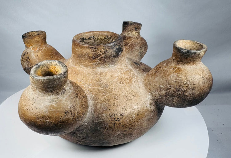 Burnished Colima earthenware vessel with archaeological deposits