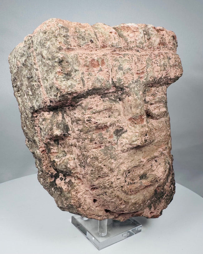 Carved stone human or supernatural face from ancient Veracruz