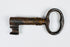 Early European sliding-bar lock with three mounting staples and suspended lock body