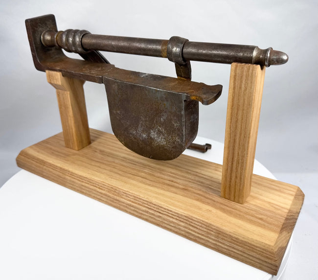 Early architectural security lock with tapered iron staples for mounting to timber doors