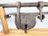 European wrought-iron sliding hasp lock with multiple forged loops and retainers
