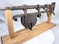 Side angle of an 18th-century wrought-iron sliding-bar lock with suspended lock case