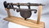 Hand-forged European door lock displaying extensive hammer marks and aged oxidation