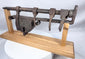 Large antique architectural lock with a pointed finial and flattened iron stop plate