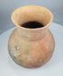 Hand-formed Pre-Columbian pottery vessel with a tall cylindrical neck and flared rim