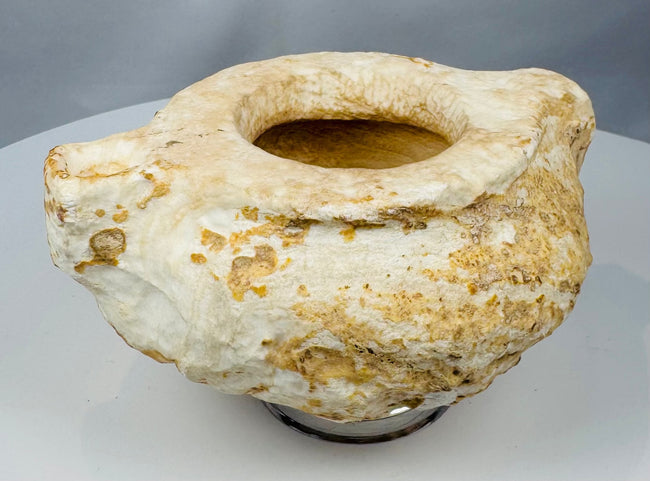 Ancient Near Eastern lugged stone vessel with hollowed interior