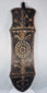 Large early 20th-century African wooden shield with white-pigmented incised patterns