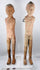 Ancient Chinese terracotta attendants displayed together on clear acrylic stands