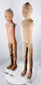 Western Han male tomb figure with modeled face, topknot, and shoulder apertures