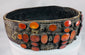 Antique Southern Russian bridal belt with hand-fitted Cornelian stones, riveted brass construction, and aged ceremonial patina.