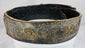 Historic Southern Russian wedding belt displaying repeating geometric brass elements and polished orange Cornelian cabochons.