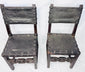 Antique Spanish walnut chairs with studded leather seats and backs