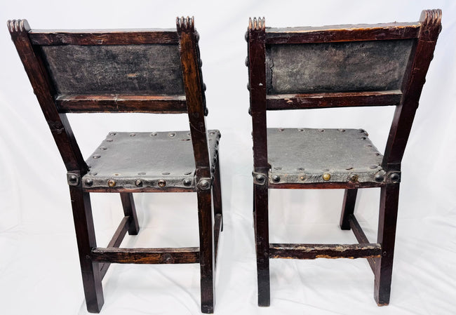 Spanish Baroque chairs featuring carved and pierced front stretchers