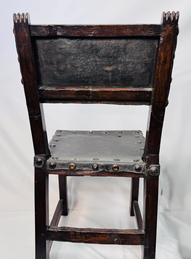 Carved walnut front stretcher on a 17th-century Spanish side chair