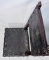 Historic Spanish chairs with naturally patinated leather and dark wood frames