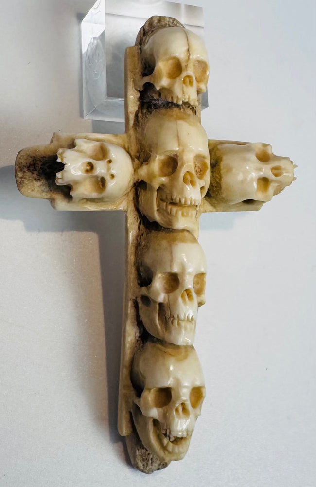 Antique European bone skull cross representing mortality and remembrance