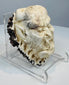 East Asian antler carving with staring eyes and a deeply carved beard