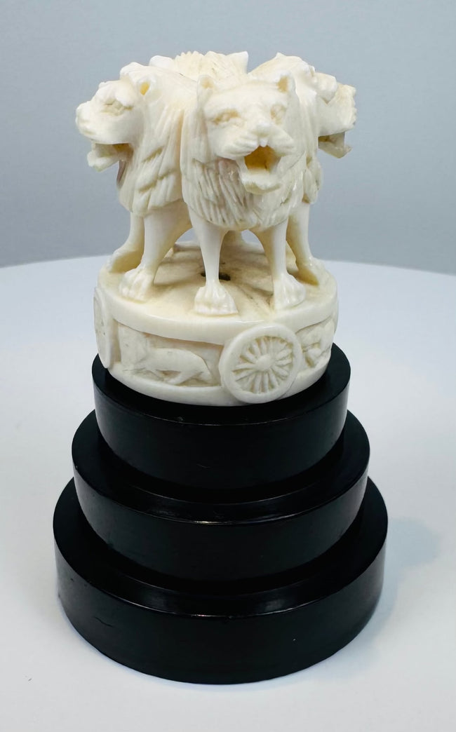 Vintage Indian four-lion national emblem miniature sculpture