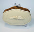 Late 19th-century Victorian coin purse with polished bone covers and purple silk interior