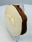 Open Victorian pocket purse showing deep purple silk-lined accordion compartments