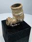 Hand-shaped earthenware tobacco pipe bowl with decorative incised collar