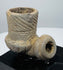 Compact Eastern Woodlands-style stone smoking pipe mounted on a modern display base