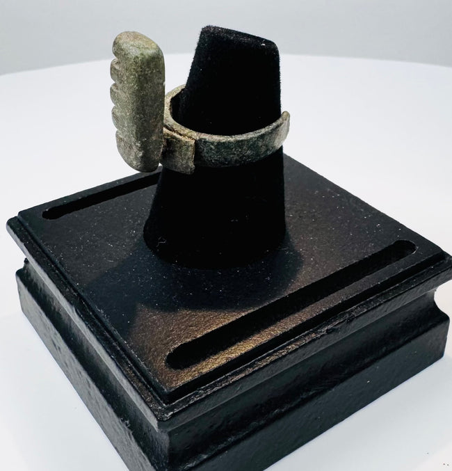 Ancient Roman ring key showing older remounting work between the key bit and shank