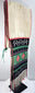 Close view of the hand-tied fringe on a mid-century Southwestern ceremonial textile