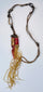 Antique Chinese textile tassel ornament with faded rose, gold, yellow and red silk-thread elements