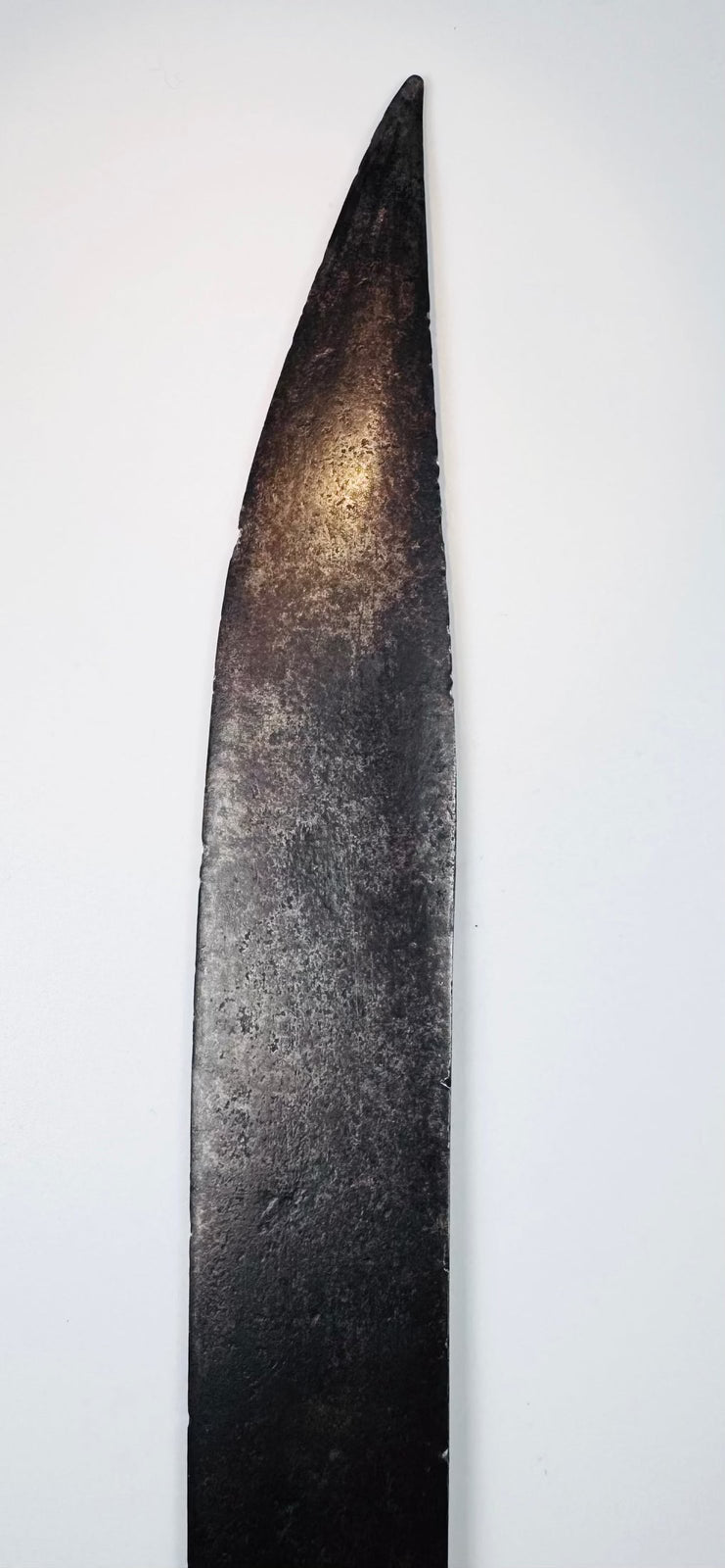 Detail of the asymmetrical point and single cutting edge on an 18th-century hanger sword